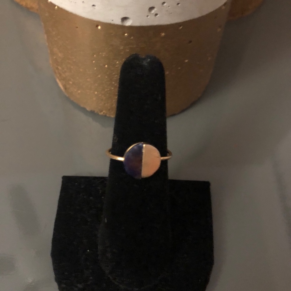 Gold and lapis modern adjustable ring